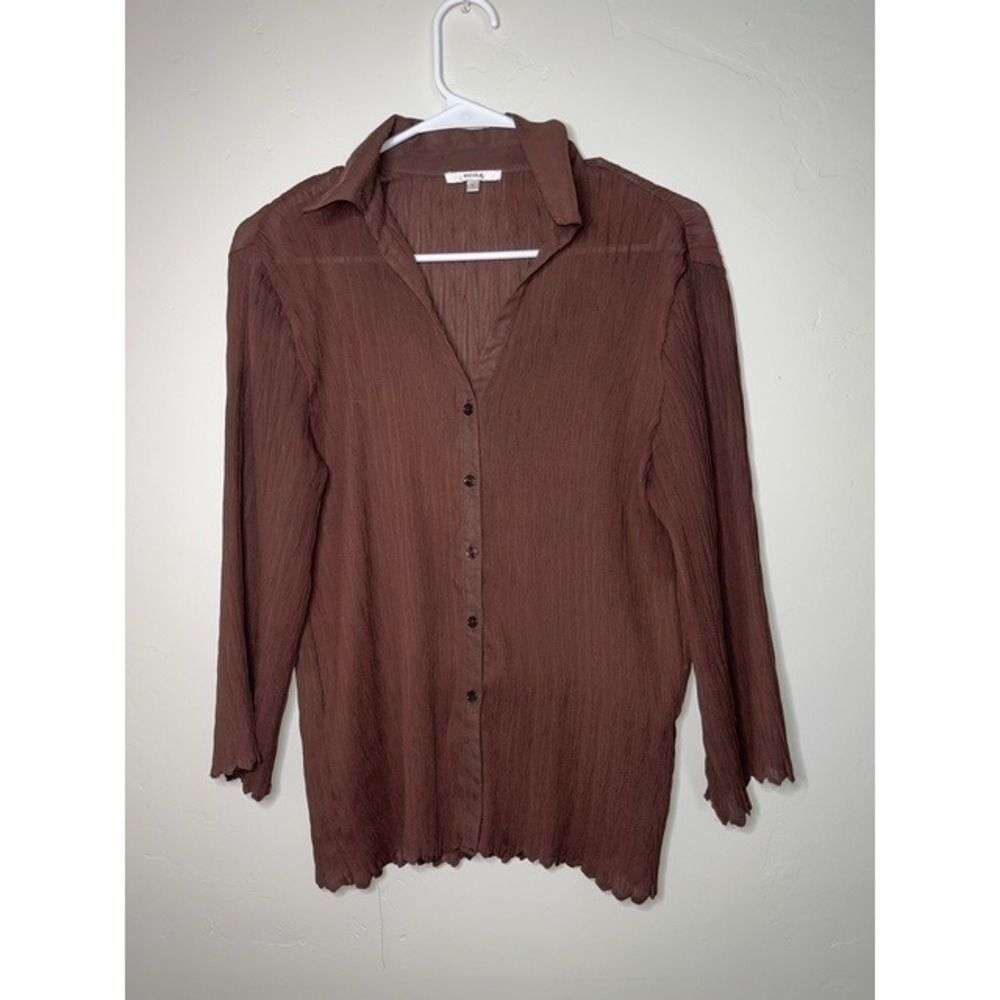 Nicola Brown Sheer Brown Blouse Size Large